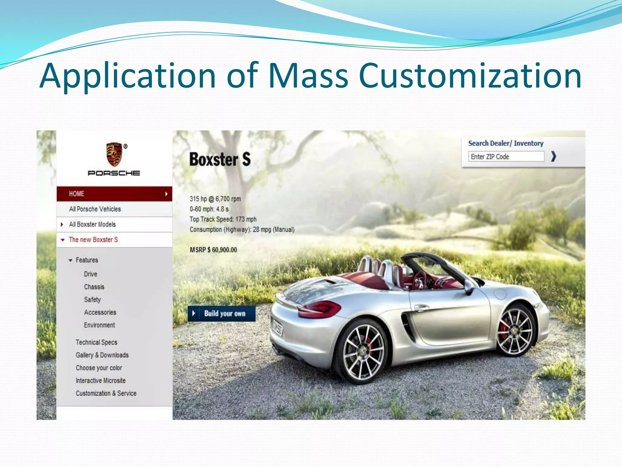 Application of Mass Customization
 
