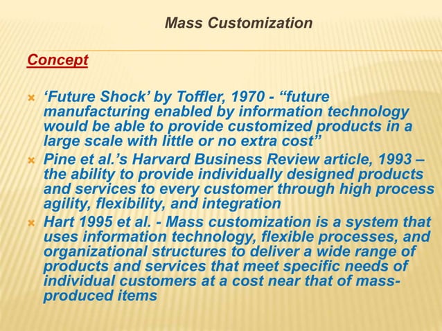Mass customization and strategies | PPTX | Manufacturing Industry ...