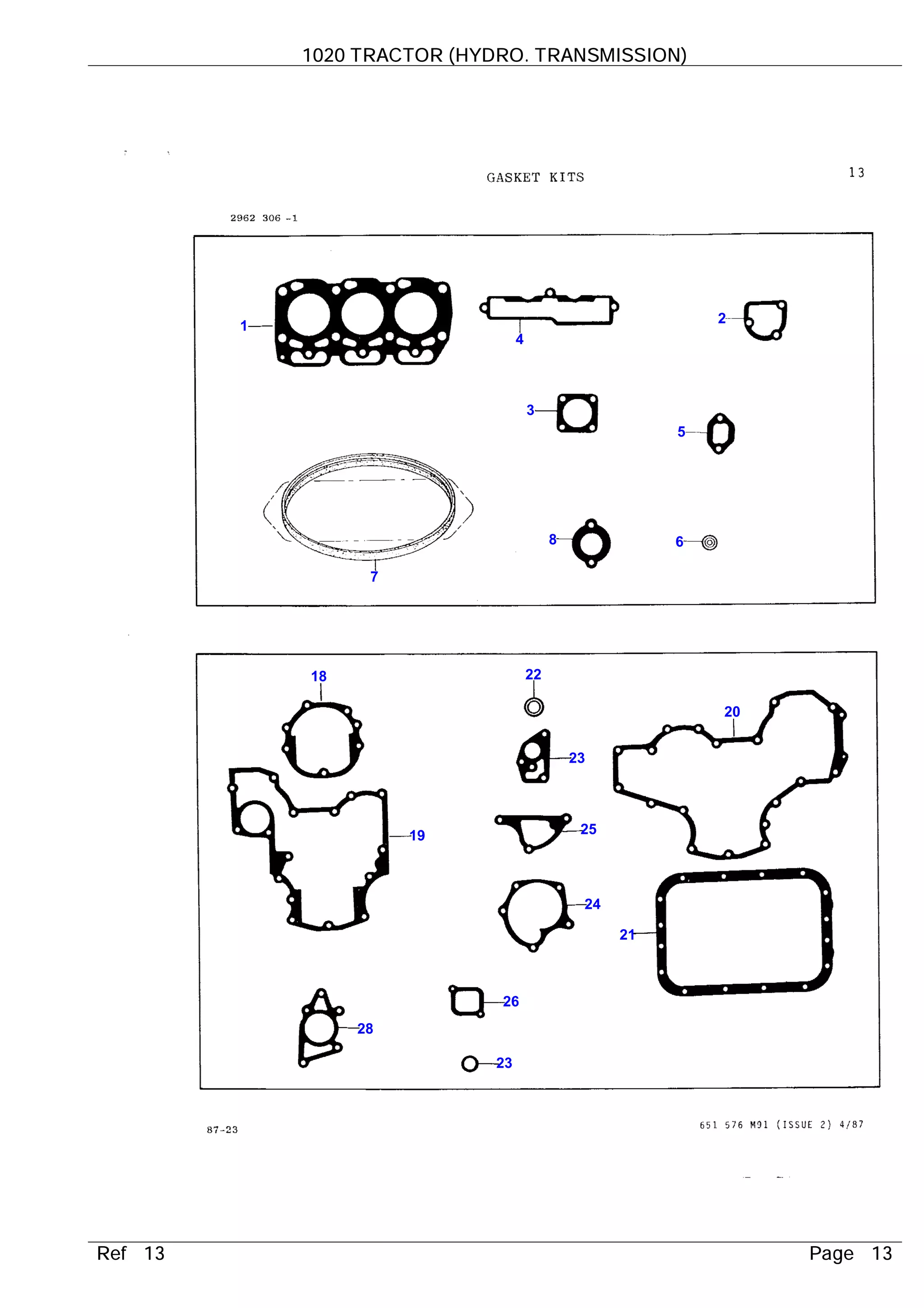 Massey ferguson 1020 tractor (hydro. transmission) parts catalogue