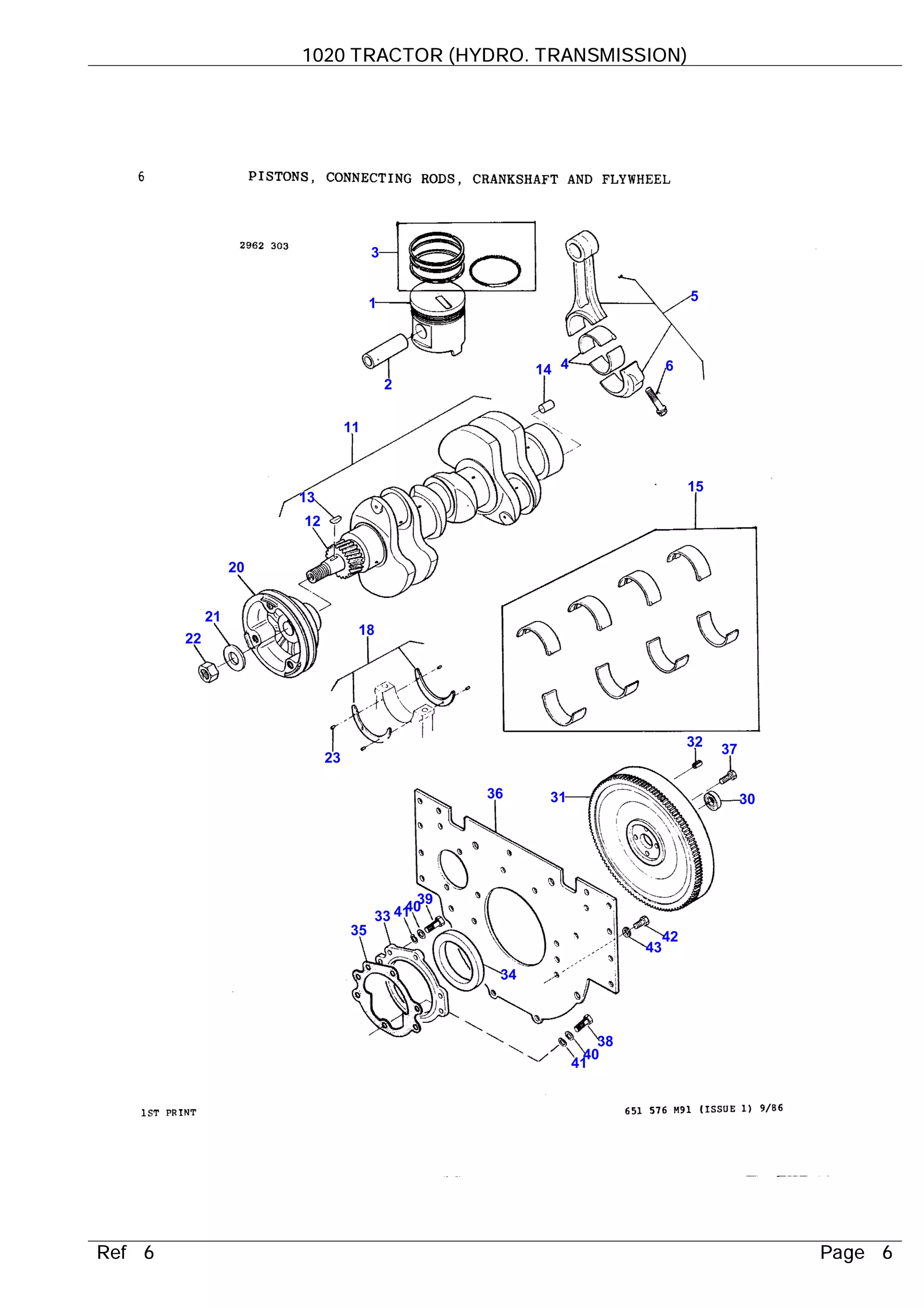 Massey ferguson 1020 tractor (hydro. transmission) parts catalogue