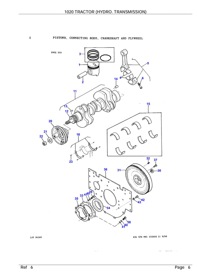 Massey ferguson 1020 tractor (hydro. transmission) parts catalogue