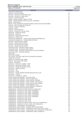 Massey ferguson 8780 combine (eff sn v51101) parts catalogue manual | PDF