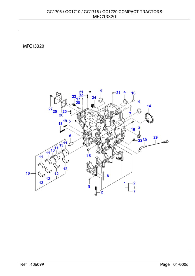 Massey ferguson gc1720 compact tractors parts catalogue manual