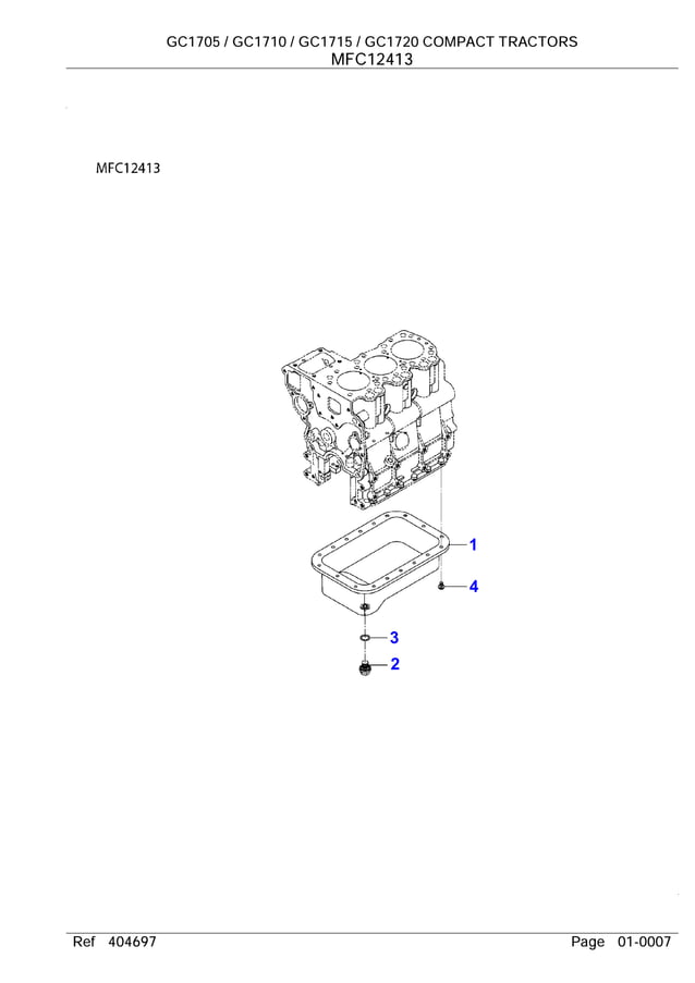 Massey ferguson gc1720 compact tractors parts catalogue manual