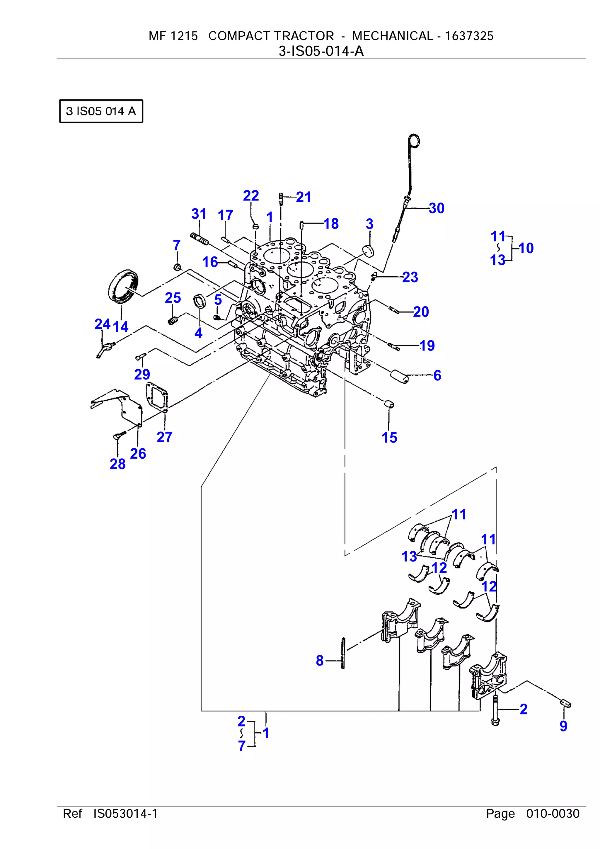 Massey ferguson mf 1215 compact tractor (mechanical) parts catalogue