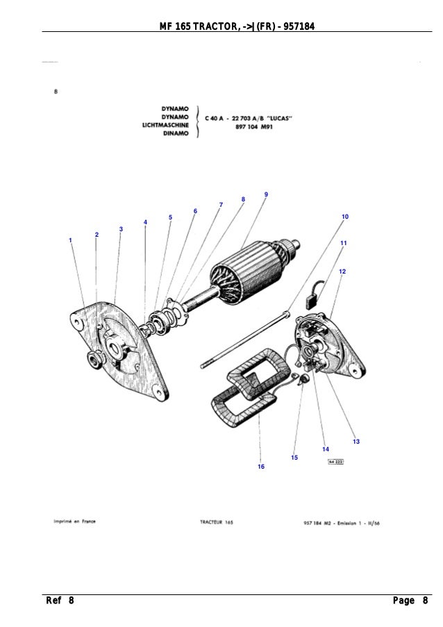 Massey Ferguson Mf 165 Tractor Fr Parts Catalogue Manual