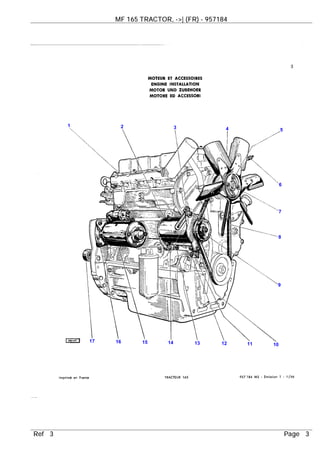 Massey Ferguson Mf 165 Tractor Fr Parts Catalogue Manual