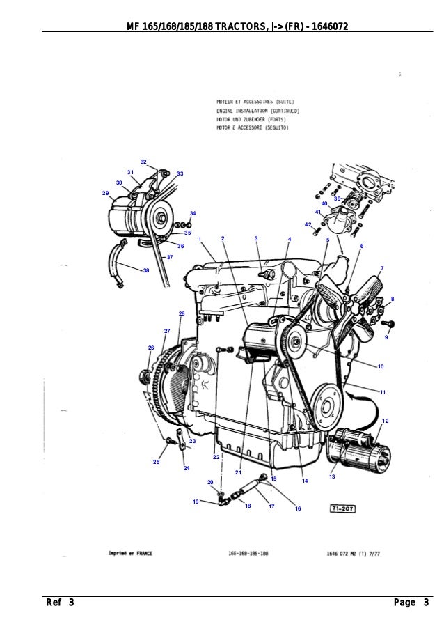 Massey Ferguson Mf165 Tractors Parts Catalogue Manual