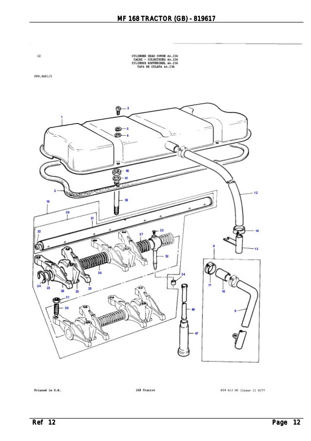 Massey Ferguson Mf 168 Tractor Gb Service Parts Catalogue Manual