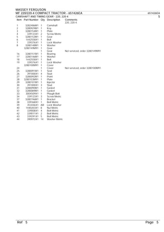 Massey Ferguson Mf 2 4 Compact Tractor Parts Catalogue Manual