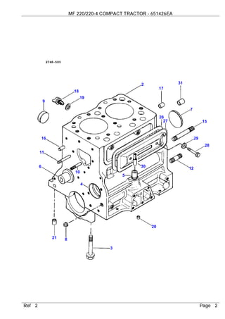 Massey Ferguson Mf 2 Compact Tractor Parts Catalogue Manual