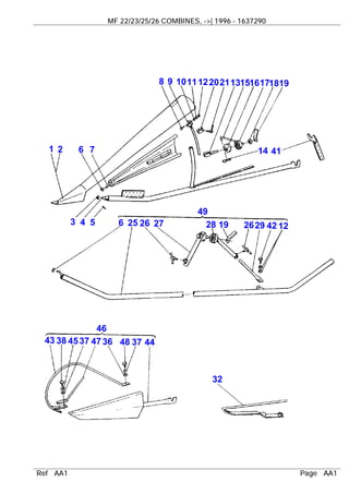 Massey Ferguson Mf 23 Combines 1996 Parts Catalogue Manual