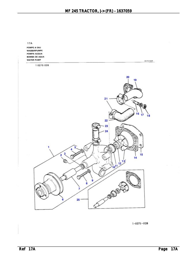 Massey ferguson mf 245 tractor, (fr) parts catalogue manual