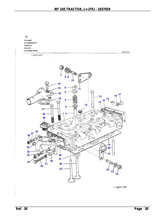Massey ferguson mf 245 tractor, (fr) parts catalogue manual