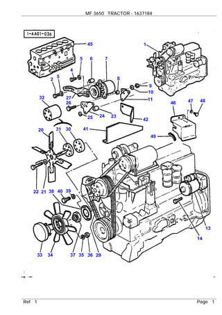 Massey ferguson mf 3650 tractor service parts catalogue manual (part number  1637184)