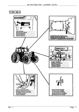 MF 390 TRACTOR, ->| B18008 - 819751
Ref 1 Page 1
 