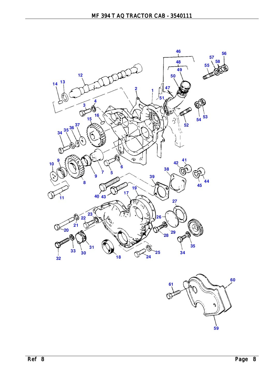 Massey ferguson mf 394 t aq tractor cab parts catalogue manual