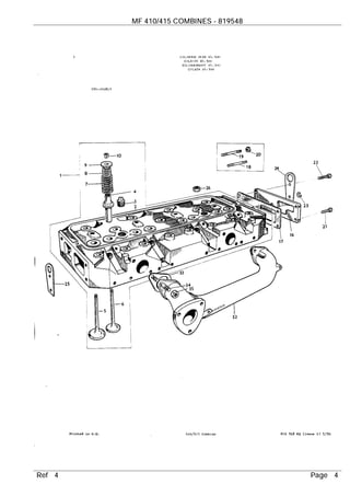 Massey ferguson mf 410 combines parts catalogue manual | PDF