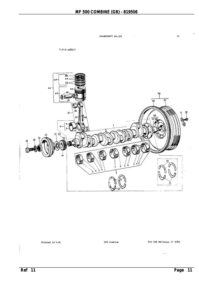 Massey Ferguson Mf 500 Combine Gb Parts Catalogue Manual