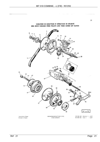 Massey ferguson mf 510 combine, (fr) parts catalogue manual