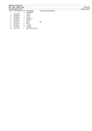 Massey ferguson mf5355 tractor parts catalogue manual | PDF
