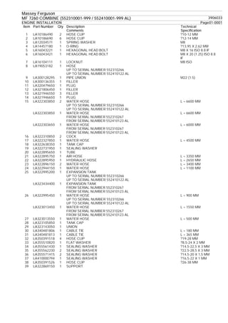 Massey ferguson mf 7260 combine (552310001 999 552410001-999 al) parts ...
