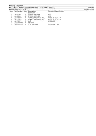 Massey ferguson mf 7260 combine (552310001 999 552410001-999 al) parts ...