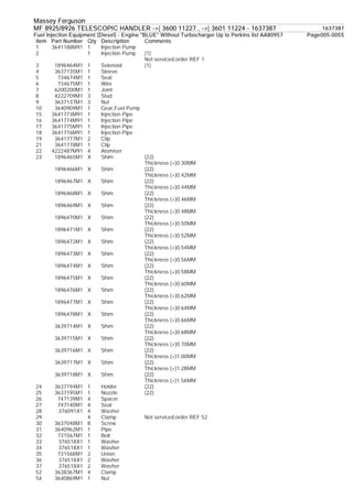8925 Inj Max Massey ferguson mf 8925 telescopic handler ( 3600 11227, - 3601 11224 ...