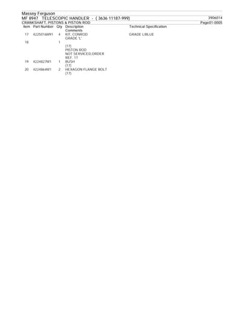 Massey ferguson mf 8947 telescopic handler (3636 11187-999) parts ...