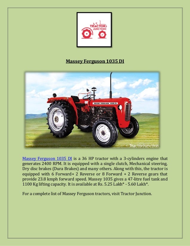 Massey ferguson tractor models in india price and specification