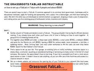 Grassroot FabLab...

Fonte: http://www.fablabamersfoort.nl/downloads/fablab-instructable.pdf

 