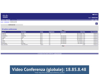 Video Conferenza (globale): 18.85.8.48
Fonte: http://mcu.cba.mit.edu/conference_list.html
 