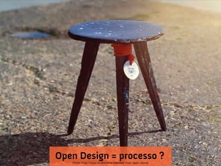 Open Design = processo ?
   Fonte: http://www.studioswine.com/sea-chair-open-source
 