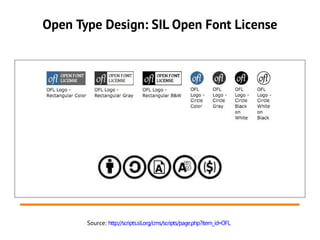 Open Type Design: SIL Open Font License




       Source: http://scripts.sil.org/cms/scripts/page.php?item_id=OFL
 
