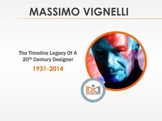 MASSIMO VIGNELLI
The Timeline Legacy Of A
20th Century Designer
1931-2014
 