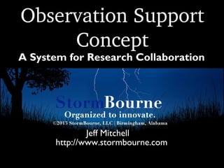 Observation Support 
Concept
A System for Research Collaboration
http://www.stormbourne.com
Jeff Mitchell
 