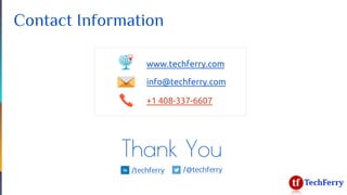 +1 408-337-6607
info@techferry.com
Contact Information
www.techferry.com
Thank You
/techferry /@techferry
 