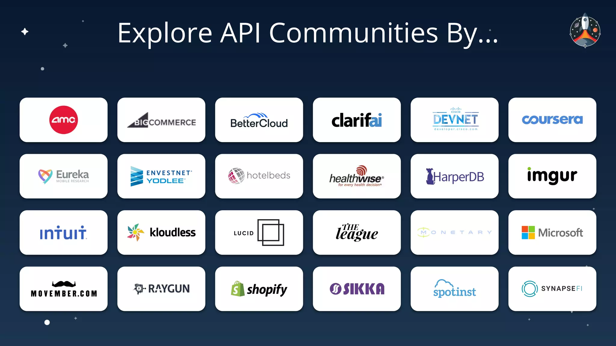 Explore API Communities By...
 