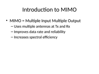 massive MIMO technologies , which covers beamforming | PPTX