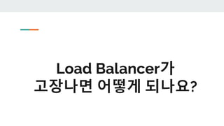 Load Balancer가
고장나면 어떻게 되나요?
 