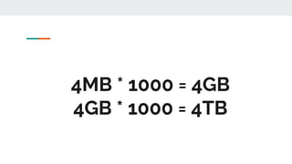 4MB * 1000 = 4GB
4GB * 1000 = 4TB
 
