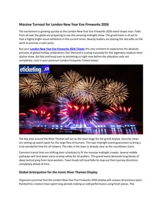 Experience the Spectacular London New Year Eve Fireworks 2026 Over ...