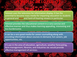 Applications of
  Teletext
 
