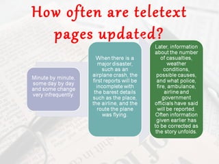 How often are teletext
  pages updated?
 