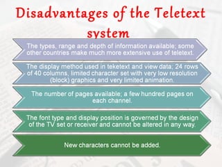 Disadvantages of the Teletext
          system
 