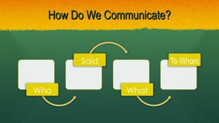 How Do We Communicate?How Do We Communicate?
 
