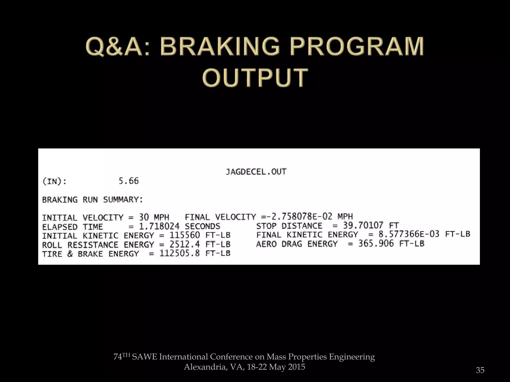 74TH SAWE International Conference on Mass Properties Engineering
Alexandria, VA, 18-22 May 2015 35
 