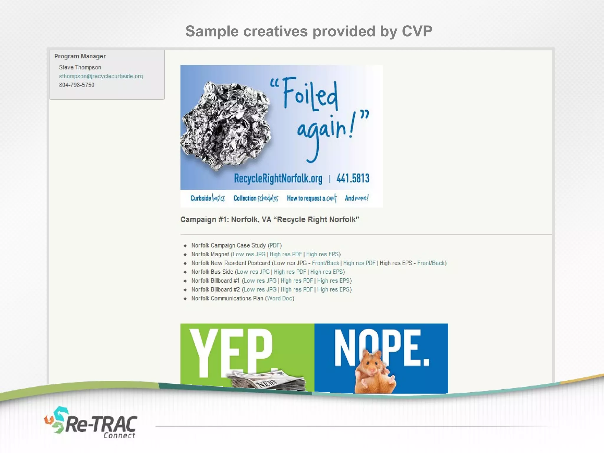 Sample creatives provided by CVP