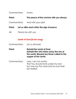 First Communion Mass Rite School Year 2024-2025 | PDF