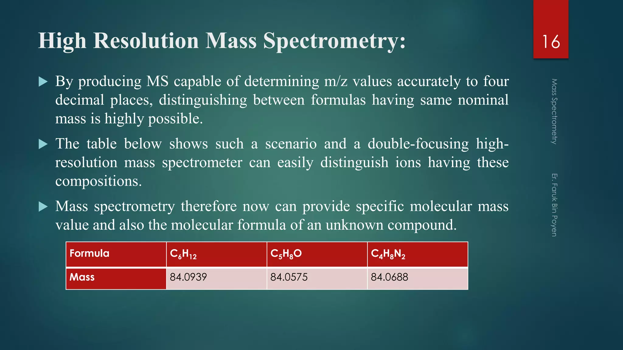 Spectrometer Values Mass Spectrometry | PDF